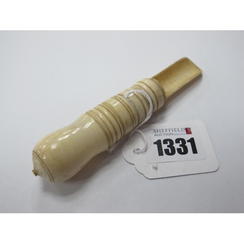 1331 - A XIX Century Bone Travelling Apple Corer, with turned twist handle, 12cm long.