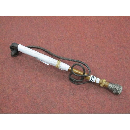 1365 - A XIX Century Riding Crop with white metal handle, engraved  Bosdin T Leech, James W Southern 1899.