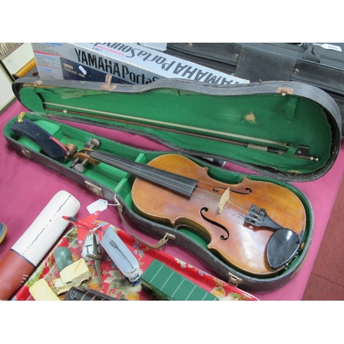1369 - A Violin, circa 1900, with two piece back, no visible label, overall length 59cm, back length 35.5cm... 