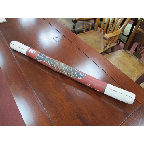 1375 - Queensland Didgeridoo Circa 1980's, in hardwood, hand painted in the Aboriginal manner, with fish an... 