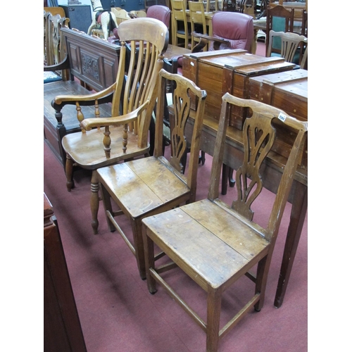 1584 - XIX Century Ash Elm Armchair, with rail supports, shaped arms, on turned legs, united by a H stretch... 