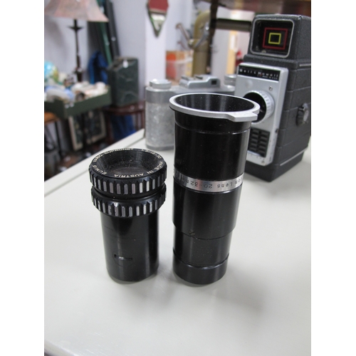 1144 - Cameras - including Vito B Nettar. lamps etc:- One Box. Magnon projector, Gnome rangefinder alpha de... 