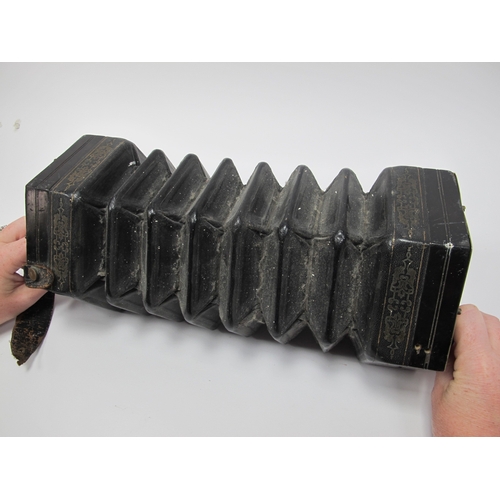 1360 - C. Jefferies Concertina, with thirty buttons (one absent), six section leather bellows, fret cut nic... 