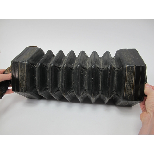 1360 - C. Jefferies Concertina, with thirty buttons (one absent), six section leather bellows, fret cut nic... 