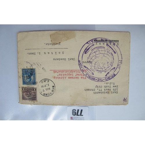 779 - Zeppelin Cover 'First Round The World Flight', from Lakehurst to Friedrichshafen, dated 7th Aug, 192... 