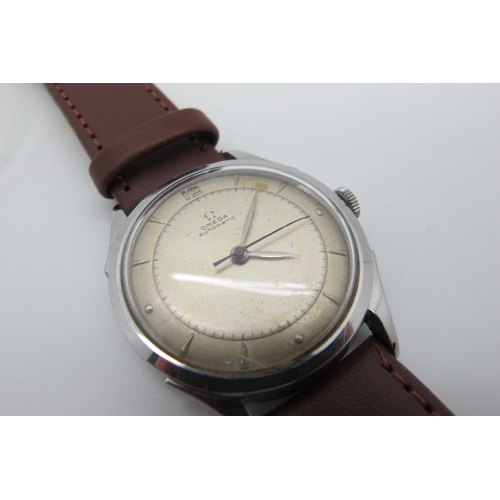 116 - Omega; A c.1940's 'Bumper' Automatic Stainless Steel Gent's Wristwatch, the signed dial with Arabic ... 