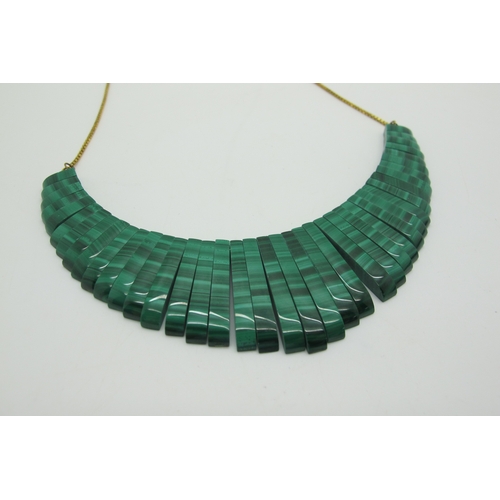 154 - A 1970's Malachite Fringe Style Necklace, on a 