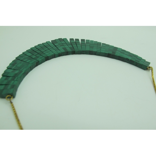 154 - A 1970's Malachite Fringe Style Necklace, on a 