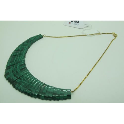 154 - A 1970's Malachite Fringe Style Necklace, on a 