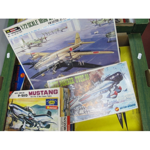 410 - Six Vintage Plastic Model Military Aircraft Kits by Hasegawa, Revell, Nichimo, Imai, Lindberg, to in... 