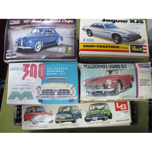 459 - Five Boxed Plastic Model Car Kits by Moebius, Monogram, Revell, LS, to include Revell 1:25 Jaguar XJ... 