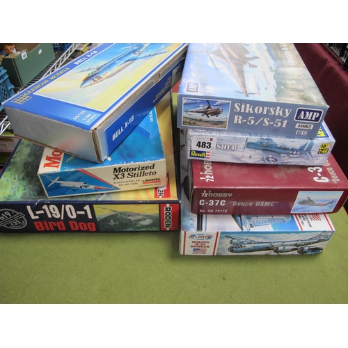 483 - Seven Plastic Model Military aircraft and helicopter Kits by Special Hobby, AMP, Lindberg, Revell, R... 