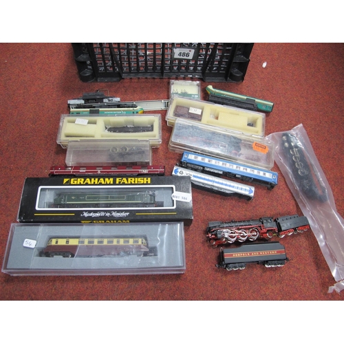 486 - Six N Gauge Locomotives For Spares or Repairs, consisting of Graham Farish 371.201 Class 44 Diesel (... 