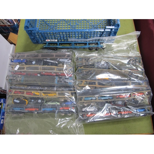 512 - Ten Lima 'OO' Gauge/4mm Unboxed Car Transporters with Car Loads, (addition of side netting noted), p... 