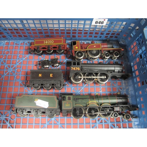 646 - Three 'OO' Gauge/4mm Hornby Unboxed Steam Tender Locomotives, a 4-2-2 Caledonian single L.M.S maroon... 