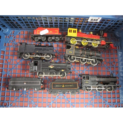 648 - Five 'OO' Gauge/4mm Unboxed Steam Locomotives, a Triang 0-6-0 'Jinty' BR black, a Grafar 0-6-0 panni... 