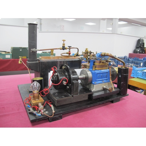 672 - A Live Steam Stuart Turner Sirius Twin Cylinder Marine Engine, rigged as an electrical generator wit... 