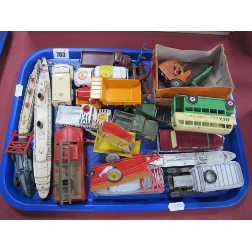 703 - An Interesting Collection of Vintage Diecast Model Vehicles, Waterline Ships, by Dinky, Corgi, Timpo... 