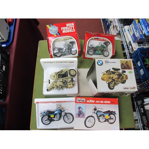 706 - Four Boxed Polistil 1:15/1:25 Scale Diecast Model Motorcycles, to include BMW R-75 with Sidecar - Af... 