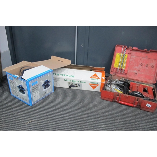 1036 - Hilti Hammer Drill, Homebase mitre box and saw, Rolson car polishing machine (all untested sold for ... 