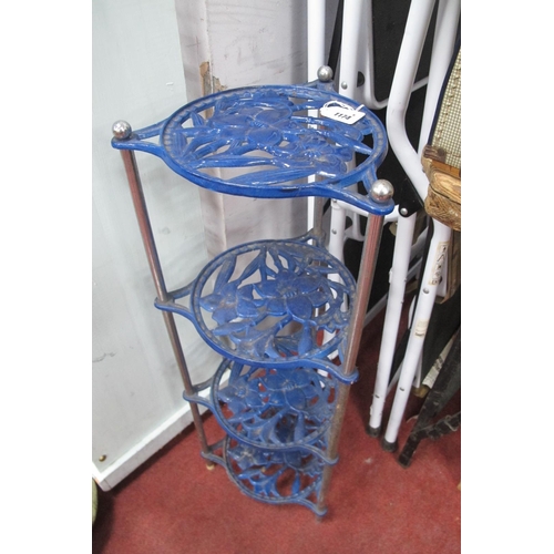 1174 - Two Pairs of Coopers Folding Metal Steps, four tier pan stand.