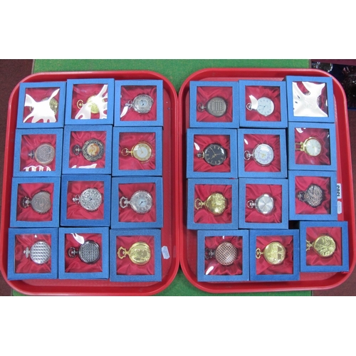 1303 - Modern Classic Pocket Watches, each in display boxes (24):- Two Trays.