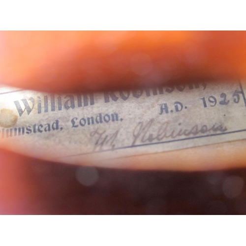 1325 - A Fine English Viola, made by William Robinson, Plumstead London, in 1925, signed internally to the ... 