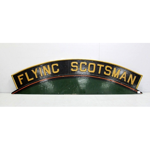 1 - A Flying Scotsman Locomotive Reproduction Name Plate, 55 x 15 inch, finished in green, black and gol... 