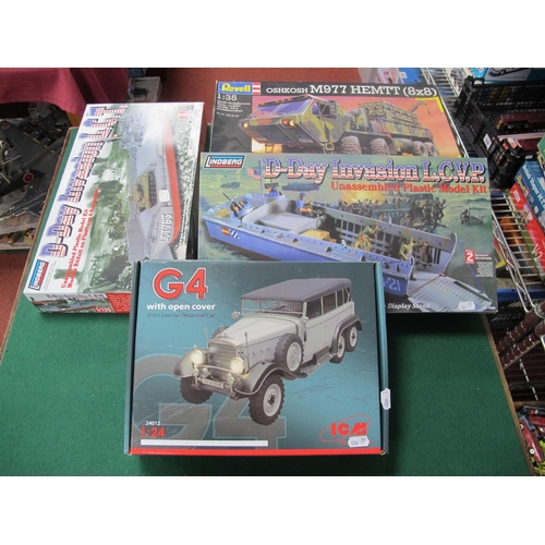 115 - Four Plastic Model Kits by Revell, Lindberg, ICM, all with a Military theme including Revell #03012 ... 