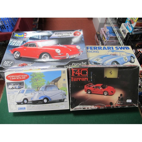 117 - Four Boxed Plastic Model Car Kits by Revell, Protar, Gunze Sangyo, Esci, to include Revell #07679 1:... 