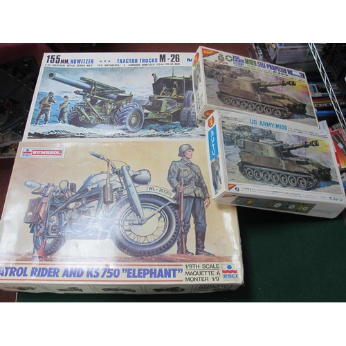 125 - Four Military Themed Plastic Model Kits by ESCI, Nichimo, including ESCI Humbrol 1:9th scale patrol ... 