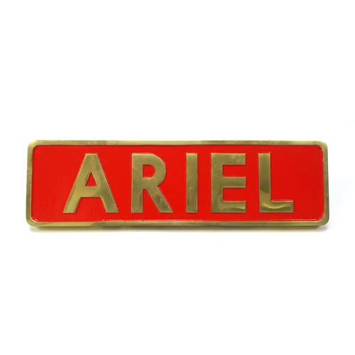 13 - A Reproduction/Heavily Restored Cast Brass Locomotive Sign/Name Plate, 'Ariel', (very good condition... 