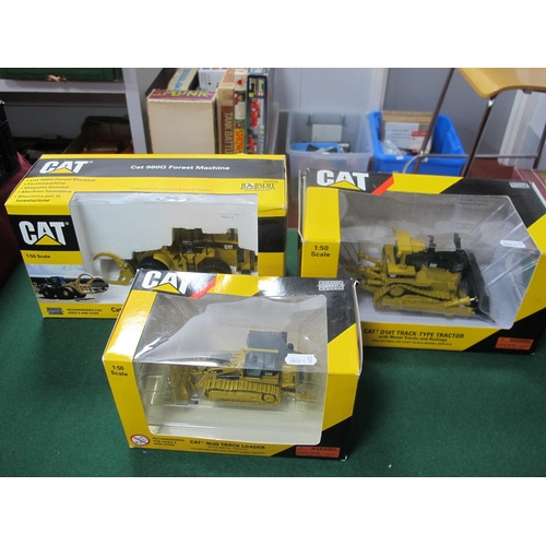 135 - Three Norscot 1:50th Scale Diecast Model Plant Machinery Vehicles,comprising of #55158 Cat Diot trac... 