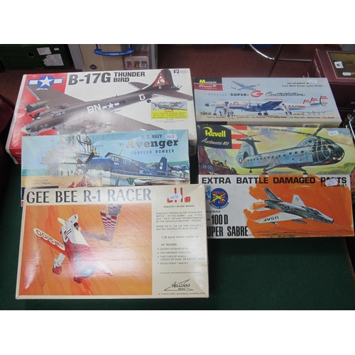 137 - Six Plastic Model Aircraft Kits by Monogram, Williams Bros, Revell, IMC, Lindberg, including Monogra... 