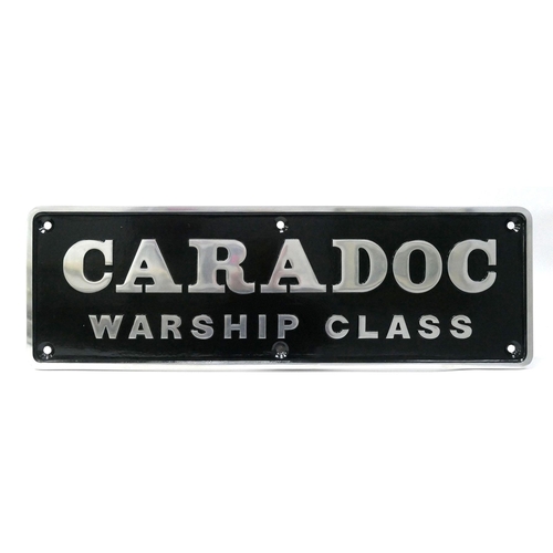 14 - An Alloy Reproduction/Heavily Restored Nameplate, for BR Warship 'Caradoc' (overall very good condit... 