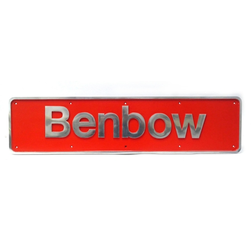 15 - An Alloy Reproduction/Heavily Restored Nameplate 'Benbow', overall very good condition, 100cm x 24.5... 