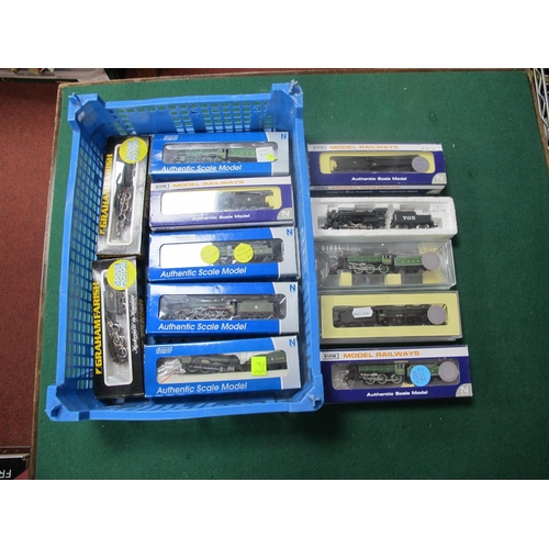 153 - Twelve 'N' Gauge Boxed/Cased Steam Tender Locomotives For Spares/Repair, mainly Dapol, VU's, Hall Cl... 