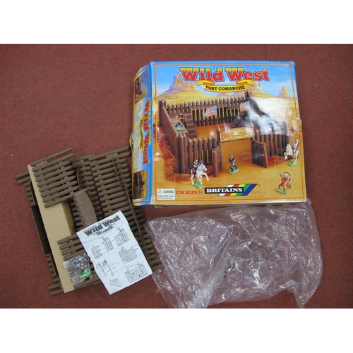 156A - A Boxed Britains #17553 Wild West Fort Commanche Set, including six action figures, fort, steps, gat... 