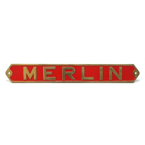 16 - Two Reproduction/Heavily Restored Cast Brass Locomotive Signs/Name Plates, 'The Green Knight' 129cm ... 