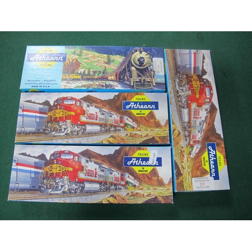 190 - Four Athearn 'HO' Gauge Boxed U.S.A Outline Diesel Locomotives, a SD45 'Seaboard', a GP38 kit Ref No... 