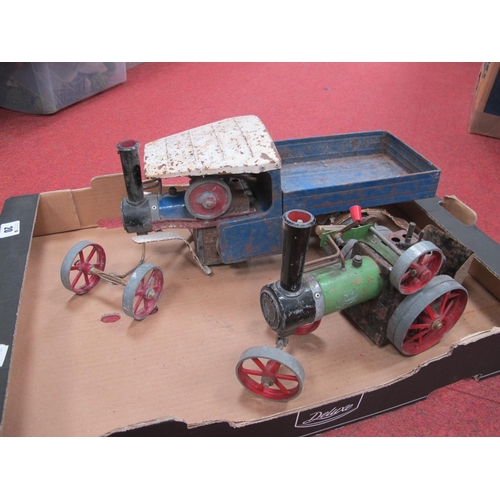 20 - A Mamod Live Steam SWI Steam Wagon, heavily playworn with damage and missing burner accessories, etc... 