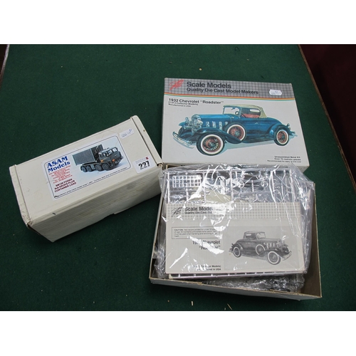 227 - Two White Metal Diecast Model Vehicle Kits: Asam Models SM128 Foden 8 x 8 drops, plus container load... 