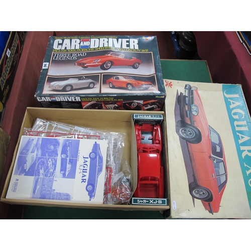 242 - Two Boxed Plastic Model Kits, comprising of Revell #7465 1:25 car and driver Jaguar XK-E, Porsche Sp... 