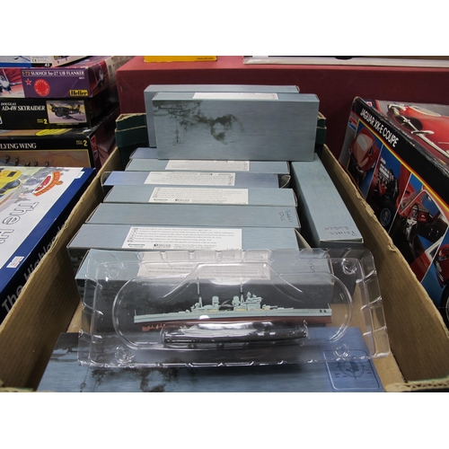 245 - Twelve Atlas Editions Diecast Model Warships, including Bismark, no literature present, boxed.