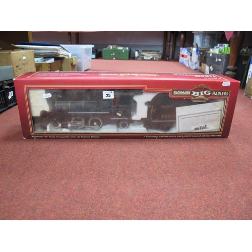 25 - A Bachmann Big Haulers G Scale #91114 Outline American 2-4-2 Steam Locomotive with Coal Tender, Penn... 