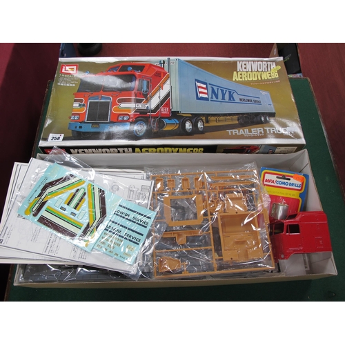 258 - Imai #B1003-3800 1:28th Scale Kenworth Aerodyne 86 Trailer Truck Plastic Model Kit, bagged parts, sl... 