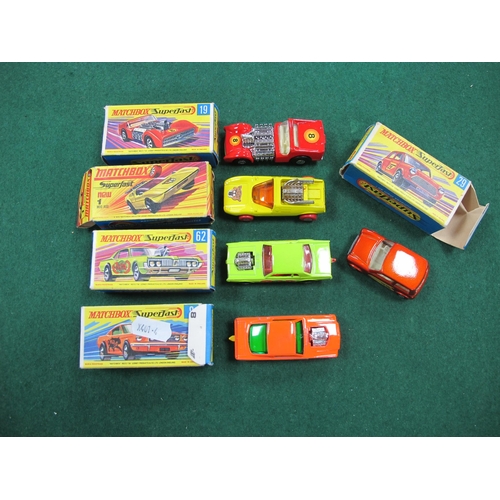 312 - Five Boxed Matchbox 1-75 Series Superfast Diecast Model Cars, comprising of #1 Mod Rod, #8 Wildcat D... 