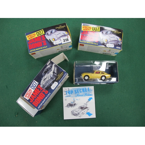 318 - Three Corgi Special Agent 007 James Bond's Aston Martin D.B.5, comprising of #04203 50th Goldfinger ... 