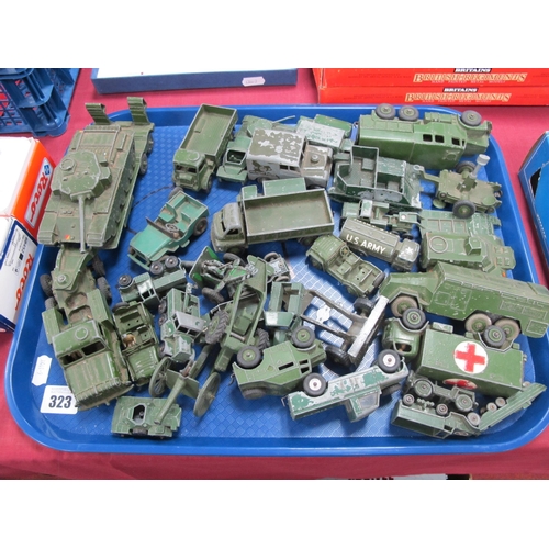 323 - A Collection of Diecast Model Military Vehicles, by Dinky, Benbros, Husky, Corgi, Matchbox to includ... 