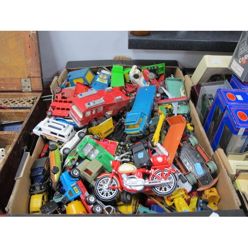 398 - A Quantity of Diecast, Plastic Model Vehicles, by Matchbox, Dinky, Corgi and other, playworn, one bo... 